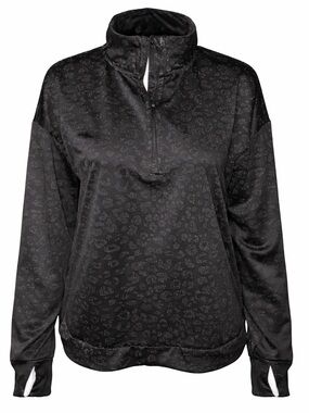 AVIA Black Leopard Luxe Quarter-Zip Pullover | Sleek | SIZE MEDIUM